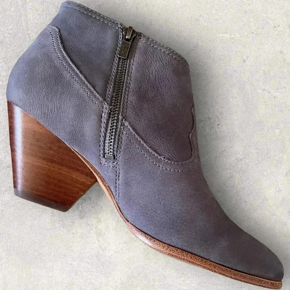 Frye Womens Reina Jea Western Ankle Boots Nubuck Leather Gray Zip Up Size 9.5 - Picture 6 of 13